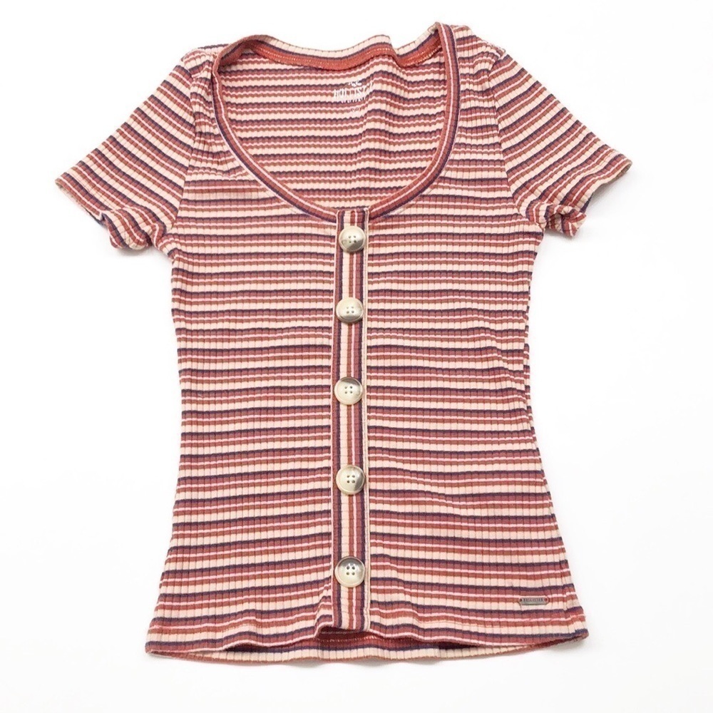 Hollister striped buttoned crop top